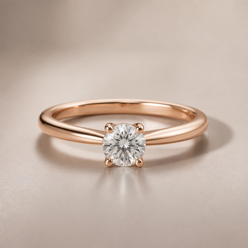 Bague Solitaire Or Rose