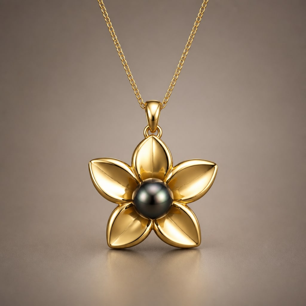 Pendentif Tiare et Perle de Tahiti